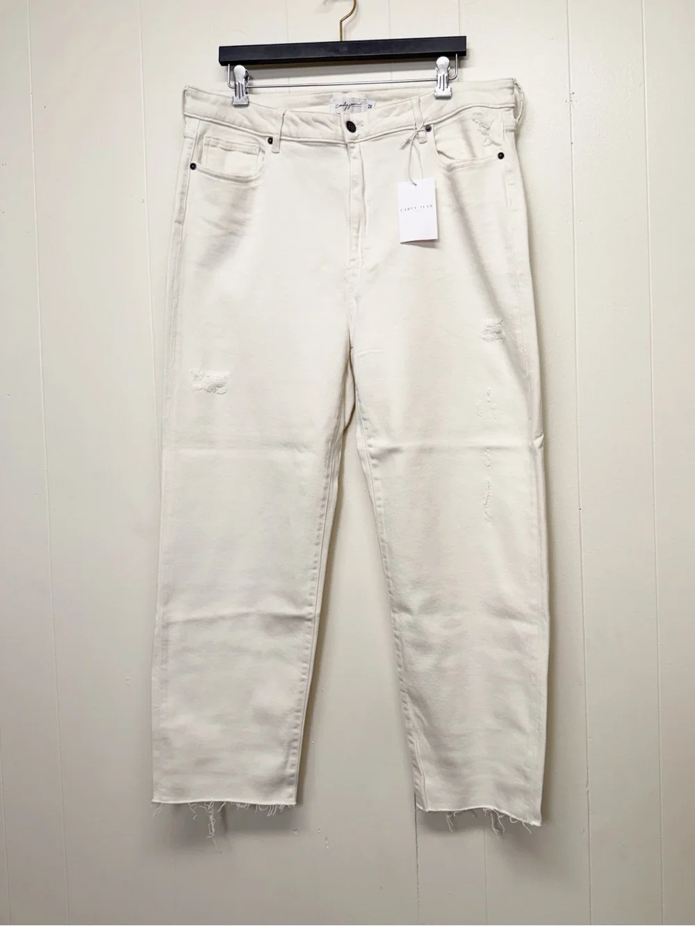 NEW CARLY JEAN LOS ANGELES CJLA Chrissy Straight Distressed Sea Salt Jeans 2X